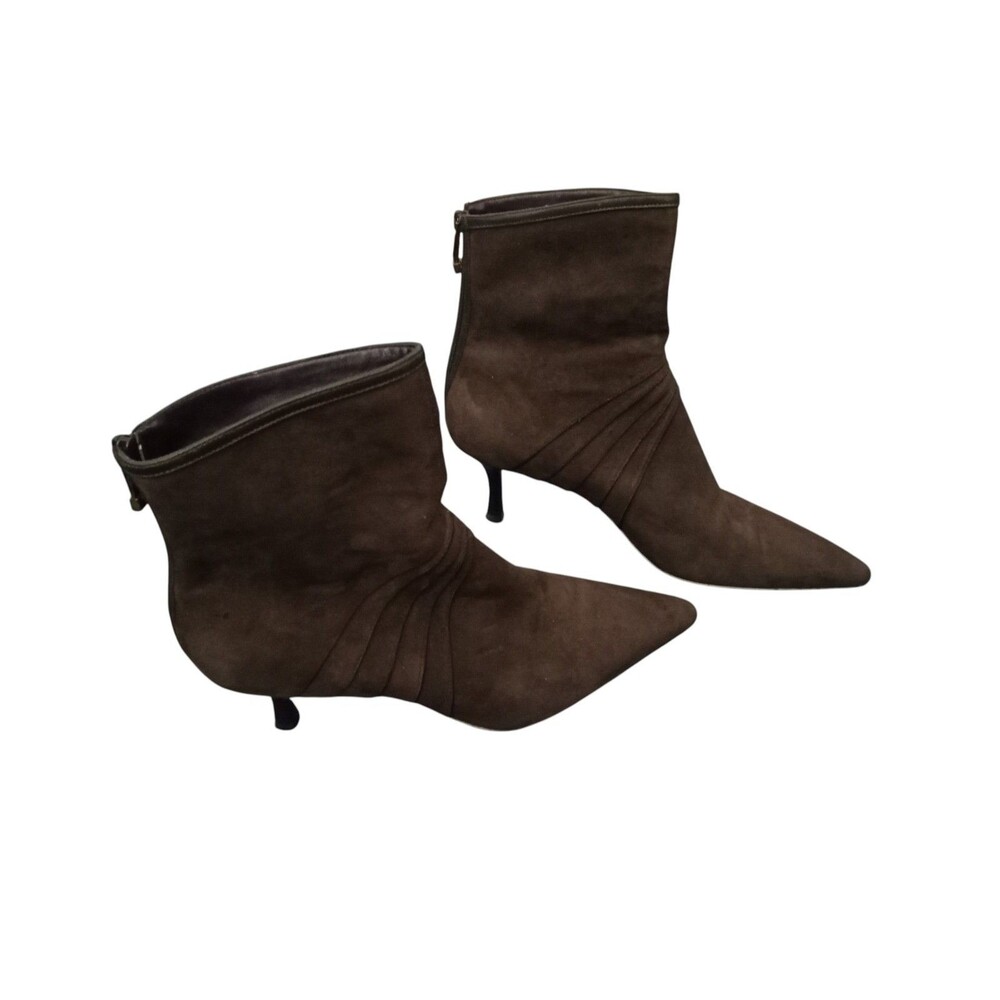 Vintage Cole Haan Women's Brown Pointy Toe Suede Booties-Size 8